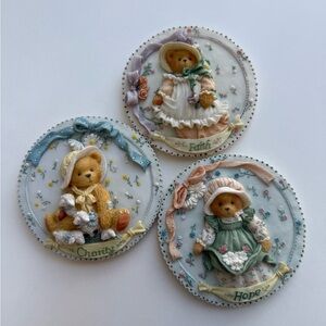 Cherished Teddies Faith, Hope, Charity Bear Plaque Set